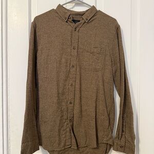 Men's Brown Long-Sleeve Button-Up